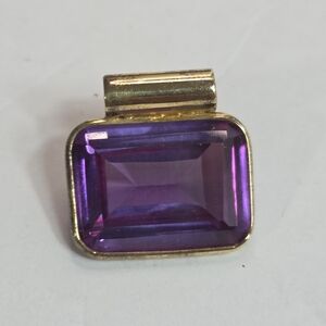 faceted amethyst 925 gold over silver rectangle pendant elegant vermeil
